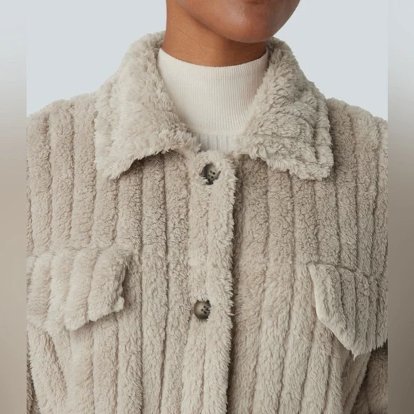 HALARA Women’s Long Sleeve Casual Sherpa Jacket in Cream NWT - Size Large - Picture 3 of 15